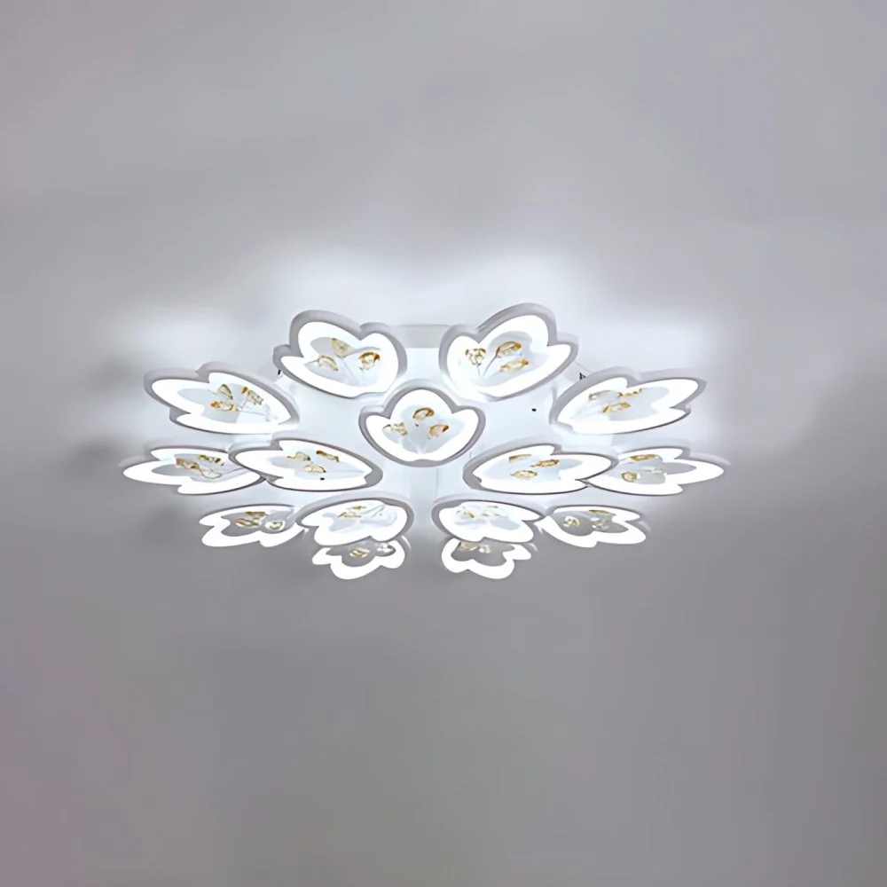 3/5/9-lichts LED slaapkamer inbouwlamp met bladeren acryl schaduw witte inbouw plafondlamp warm/wit/natuurlijk licht Clear...