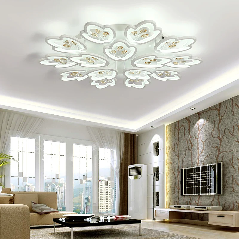 3/5/9-lichts LED slaapkamer inbouwlamp met bladeren acryl schaduw witte inbouw plafondlamp warm/wit/natuurlijk licht Clear...