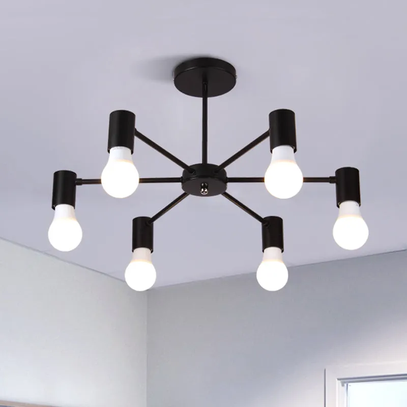 3/5-kops semi-inbouwlamp met open lamp, metalen plafondlamp industriële stijl, slaapkamer, zwart/wit Clearhalo