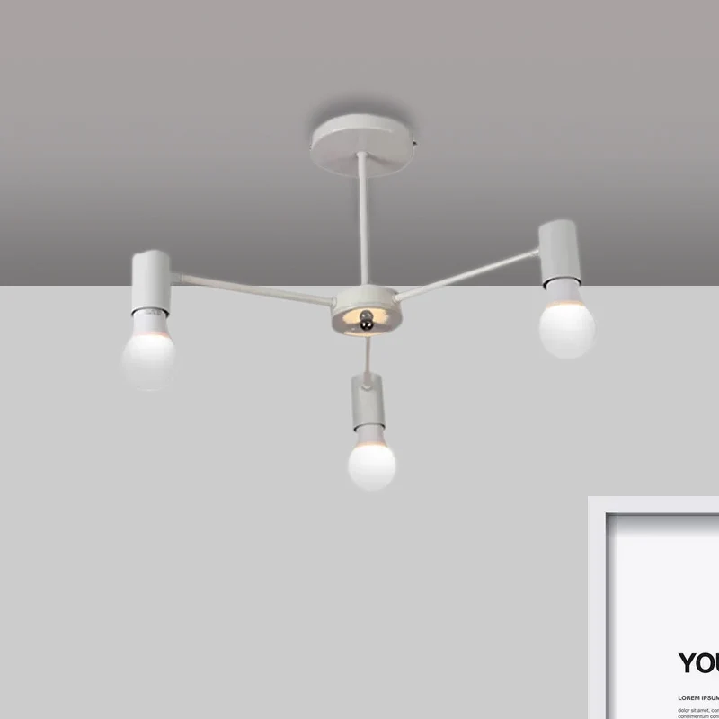 3/5-kops semi-inbouwlamp met open lamp, metalen plafondlamp industriële stijl, slaapkamer, zwart/wit Clearhalo