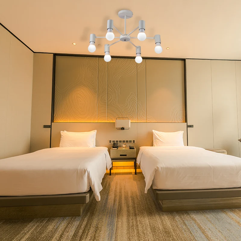 3/5-kops semi-inbouwlamp met open lamp, metalen plafondlamp industriële stijl, slaapkamer, zwart/wit Clearhalo