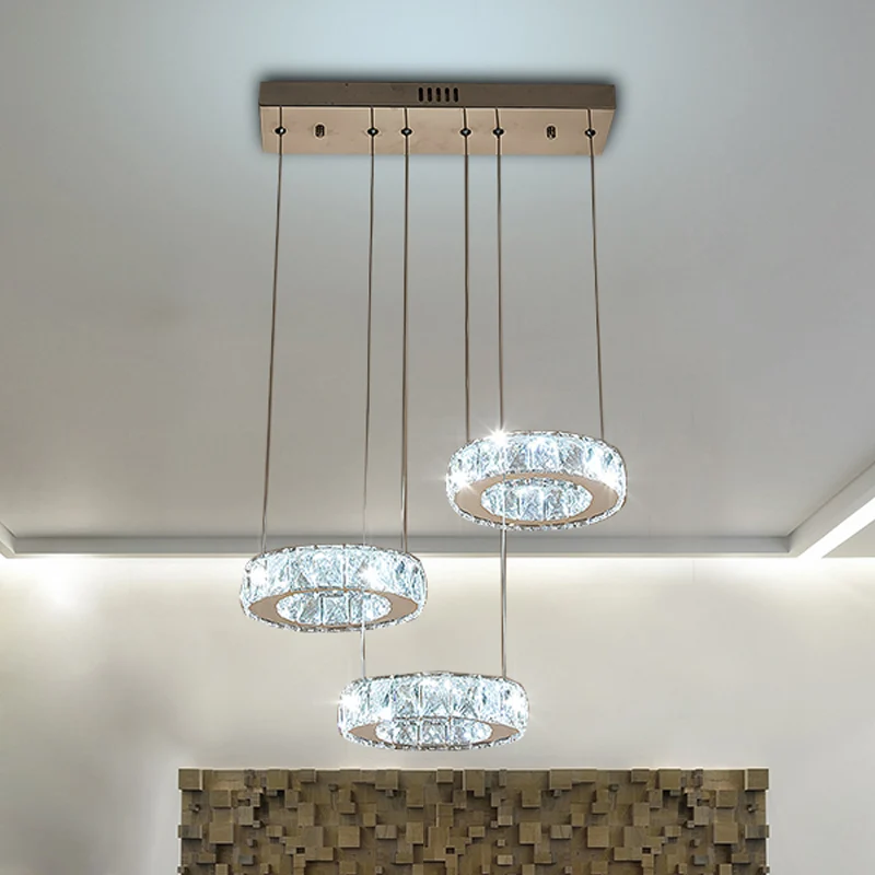 3/5-lamp helder kristal meerdere lampen hanger moderne bronzen ring eetkamer LED hangende plafondlamp Clearhalo