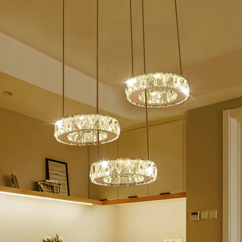 3/5-lamp helder kristal meerdere lampen hanger moderne bronzen ring eetkamer LED hangende plafondlamp Clearhalo