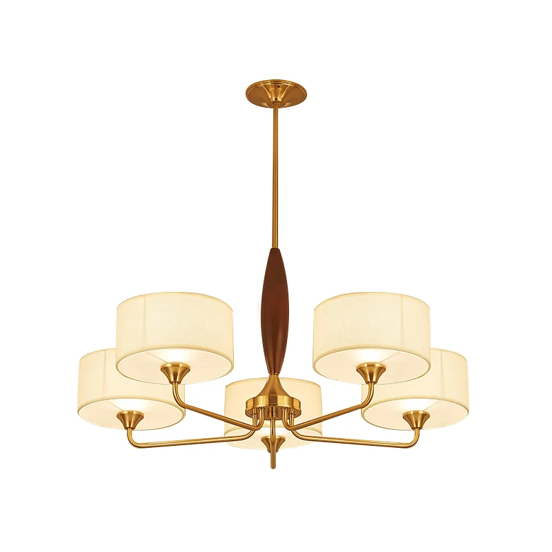 3/5-lamps hangende kroonluchterlamp voor slaapkamer op het platteland met trommelstofkap wit Clearhalo