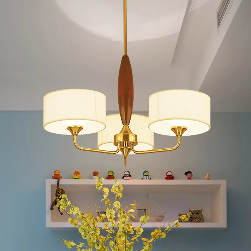 3/5-lamps hangende kroonluchterlamp voor slaapkamer op het platteland met trommelstofkap wit Clearhalo