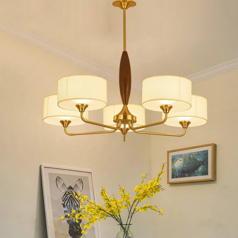 3/5-lamps hangende kroonluchterlamp voor slaapkamer op het platteland met trommelstofkap wit Clearhalo