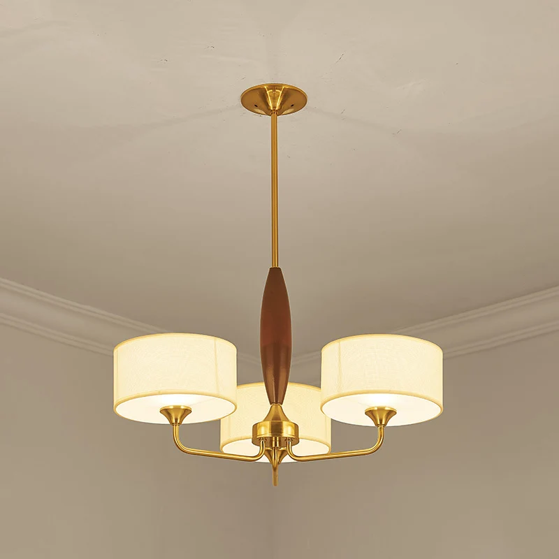 3/5-lamps hangende kroonluchterlamp voor slaapkamer op het platteland met trommelstofkap wit Clearhalo