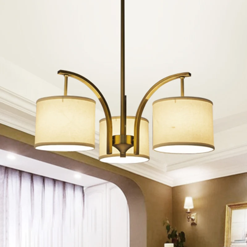 3/5-lichts kroonluchterlamp met trommelstofkap Klassieke eetkamerplafondlamp wit Clearhalo