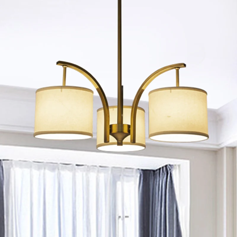 3/5-lichts kroonluchterlamp met trommelstofkap Klassieke eetkamerplafondlamp wit Clearhalo