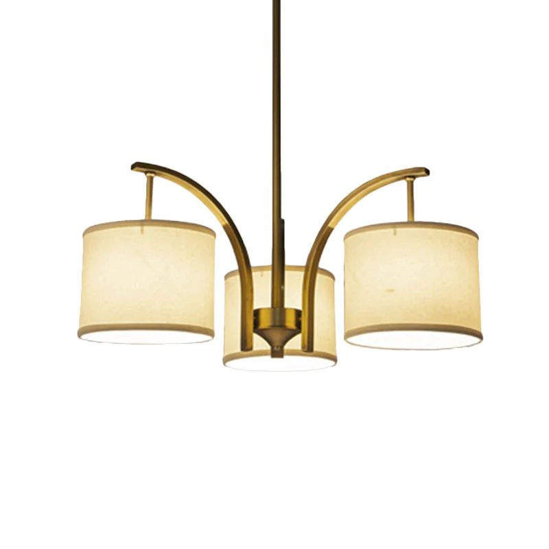 3/5-lichts kroonluchterlamp met trommelstofkap Klassieke eetkamerplafondlamp wit Clearhalo