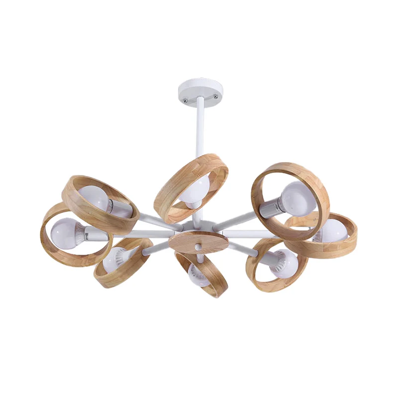 3/6/8 koppen ronde kroonluchter licht eigentijds hout hangend plafondlicht zwart/wit voor woonkamer Clearhalo