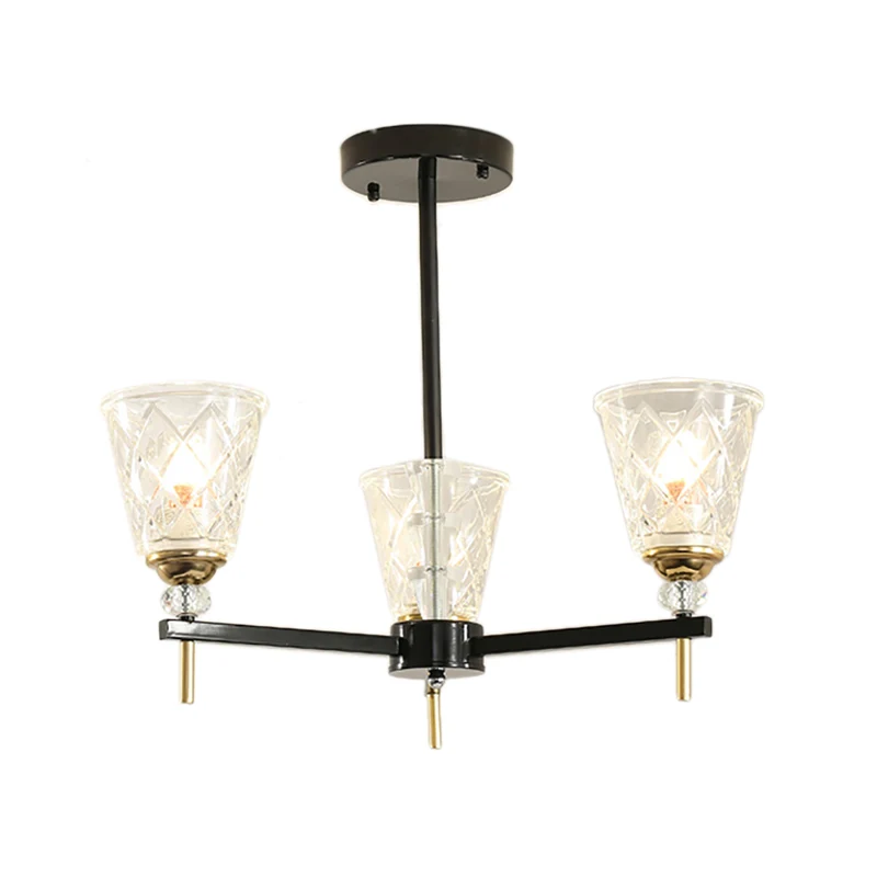 3/6/8 lampen kegel kroonluchter verlichting hedendaagse kristallen hangende plafondlamp zwart voor slaapkamer Clearhalo