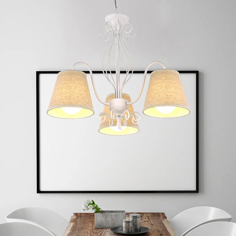 3/6/8 lampen plafondlamp met kegel stoffen kap klassieke woonkamer kroonluchter hanglamp zwart/wit Clearhalo