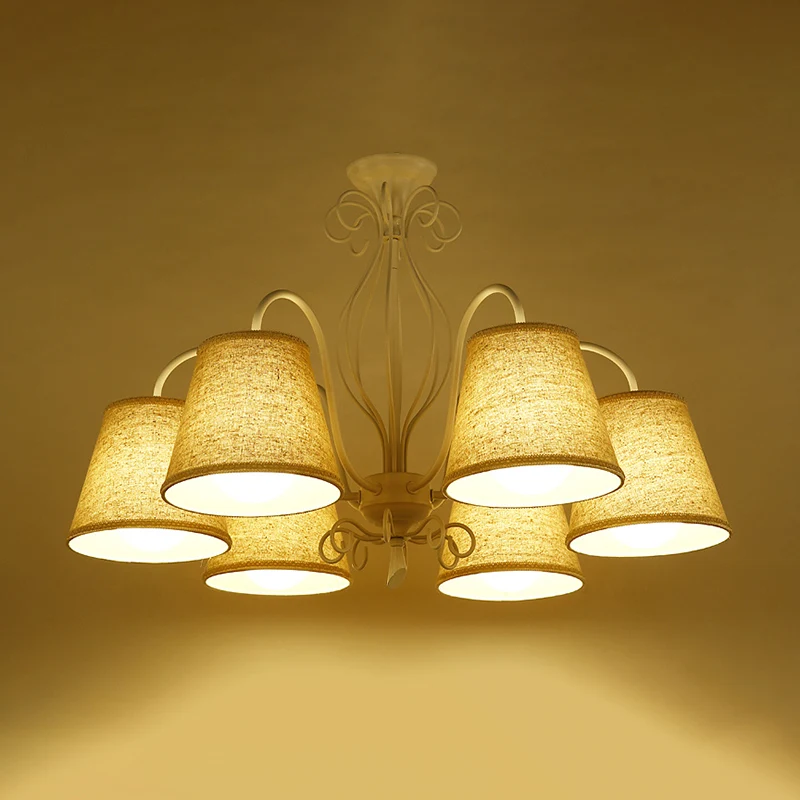 3/6/8 lampen plafondlamp met kegel stoffen kap klassieke woonkamer kroonluchter hanglamp zwart/wit Clearhalo