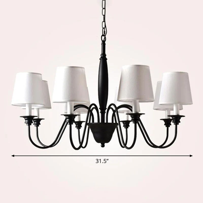 3/6/8 lampen plafondlamp minimalistische taps toelopende stoffen hangende kroonluchter wit voor woonkamer Clearhalo