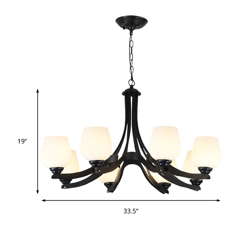 3/6/8 lampen plafondlamp Sputnik matglas traditionele woonkamer kroonluchter zwart met bekervormig Clearhalo