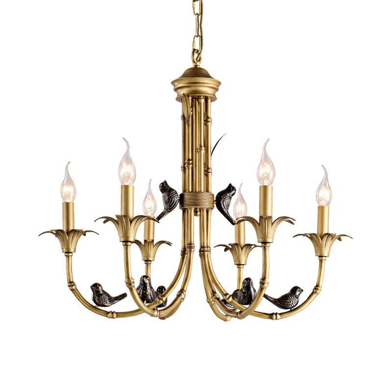 3/6/8 Lichten Kandelaar Plafondkroonluchter Rustieke Messing Metalen Hanglamp voor Woonkamer Clearhalo