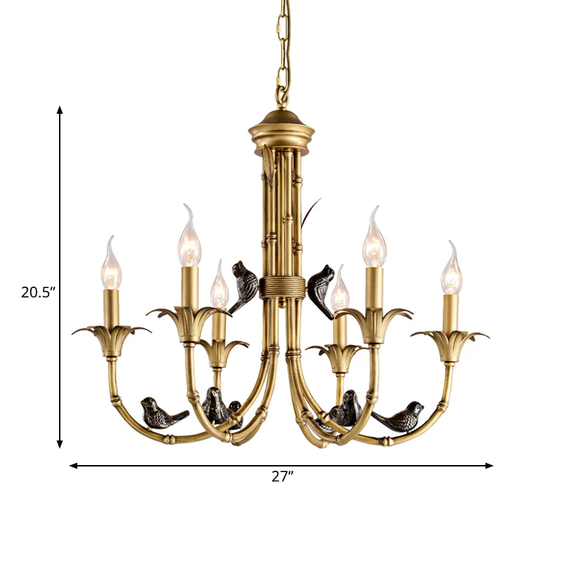 3/6/8 Lichten Kandelaar Plafondkroonluchter Rustieke Messing Metalen Hanglamp voor Woonkamer Clearhalo