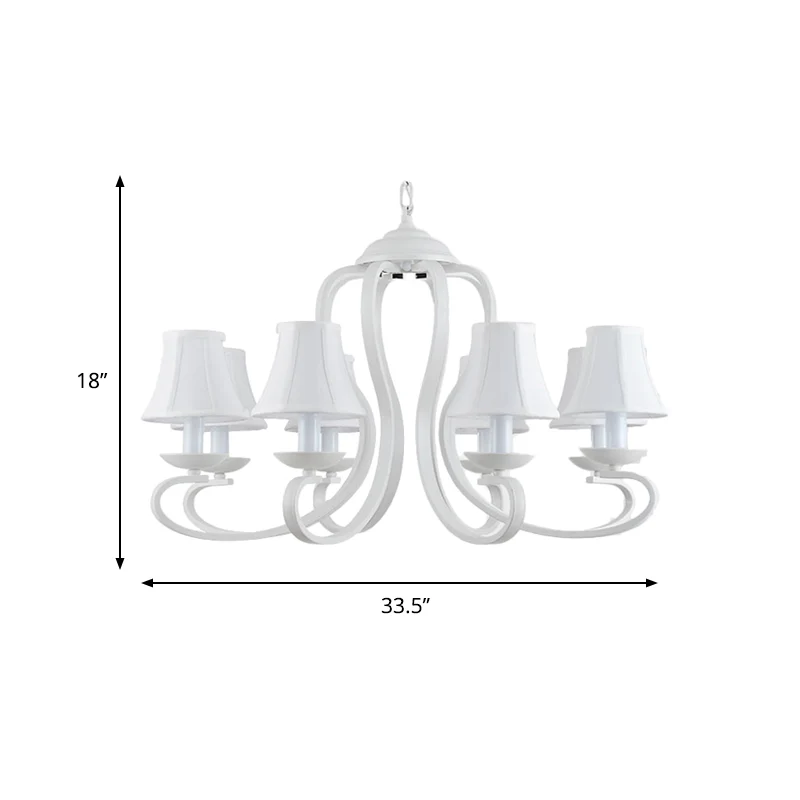 3/6/8 lichten stoffen hangende kroonluchter traditionele witte geschulpte woonkamer hanglamp Clearhalo