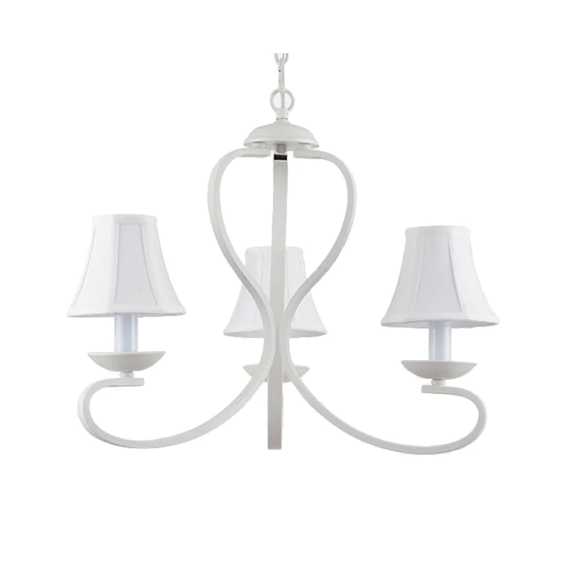 3/6/8 lichten stoffen hangende kroonluchter traditionele witte geschulpte woonkamer hanglamp Clearhalo