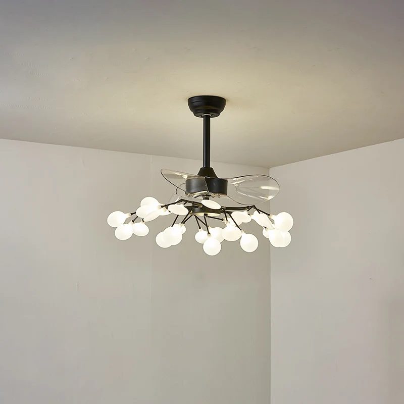 3-blads acryl Firefly plafondventilator licht minimalistische LED semi-inbouw voor woonkamer Clearhalo