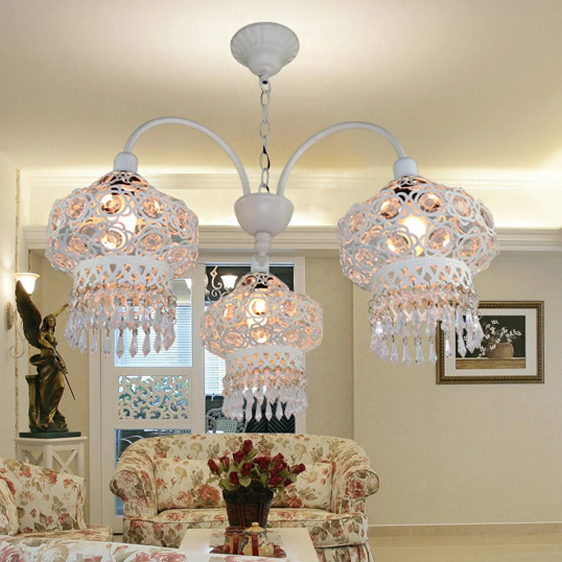 3-koppige kralenlantaarnkroonluchter Turks wit/rood acryl uitgeholde hangende plafondlamp voor eetkamer Clearhalo