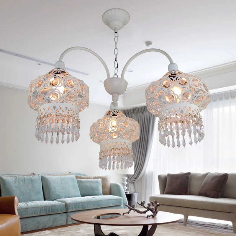 3-koppige kralenlantaarnkroonluchter Turks wit/rood acryl uitgeholde hangende plafondlamp voor eetkamer Clearhalo