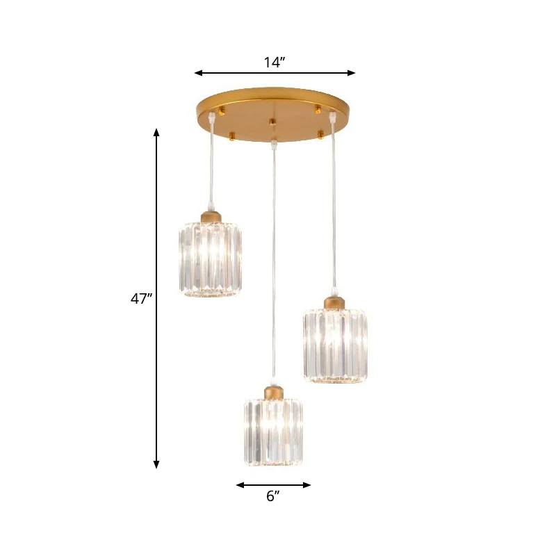 3-koppige kristallen prisma-hanglamp Minimalistische geometrische eetkamer Multi-plafondlamp Clearhalo