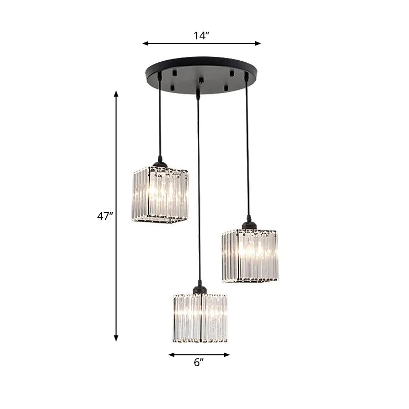 3-koppige kristallen prisma-hanglamp Minimalistische geometrische eetkamer Multi-plafondlamp Clearhalo