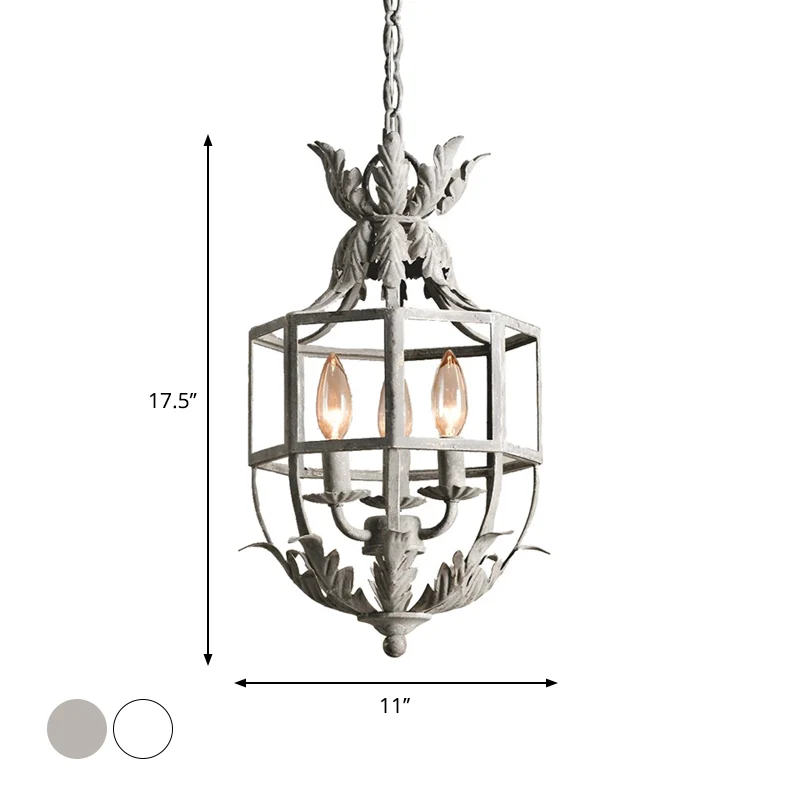 3-kops kroonluchterlamp Klassieke woonkamer hanglamp met draadkooi metalen kap Clearhalo