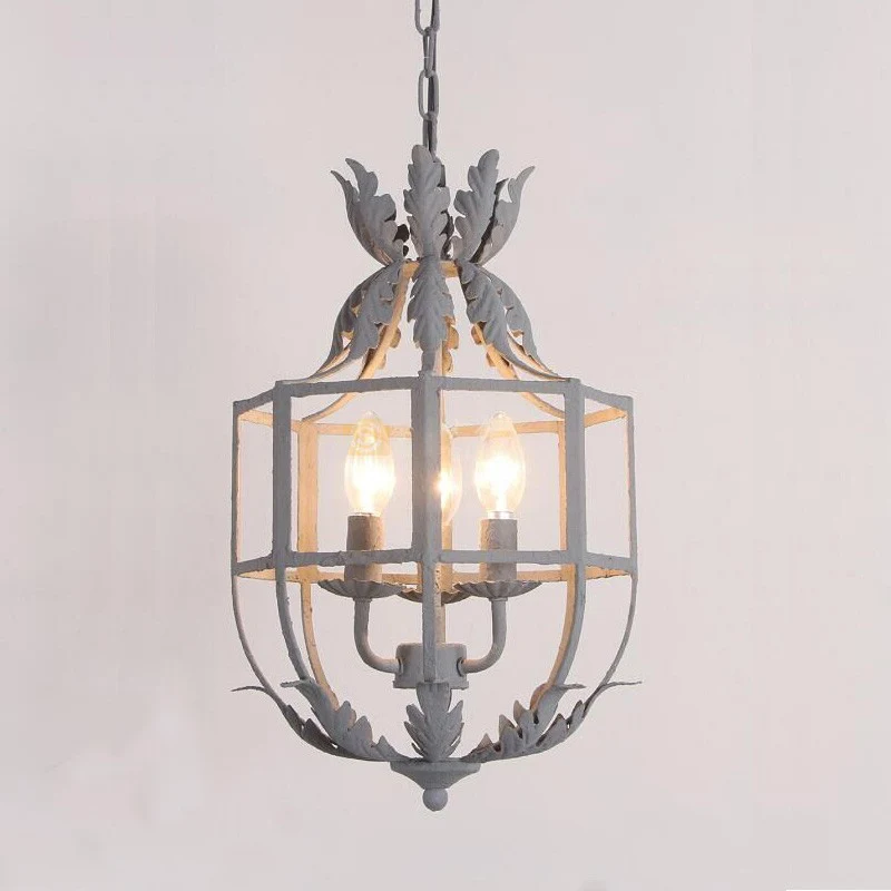 3-kops kroonluchterlamp Klassieke woonkamer hanglamp met draadkooi metalen kap Clearhalo