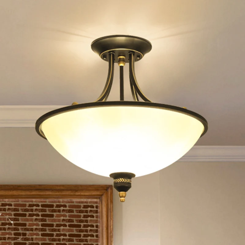 3-kops plafondverlichting traditionele kom matglazen kroonluchter lichtarmatuur voor eetkamer Clearhalo