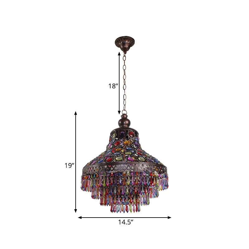 3-kops traankroonluchterverlichting Boheemse bronzen metalen hanglamp voor woonkamer Clearhalo