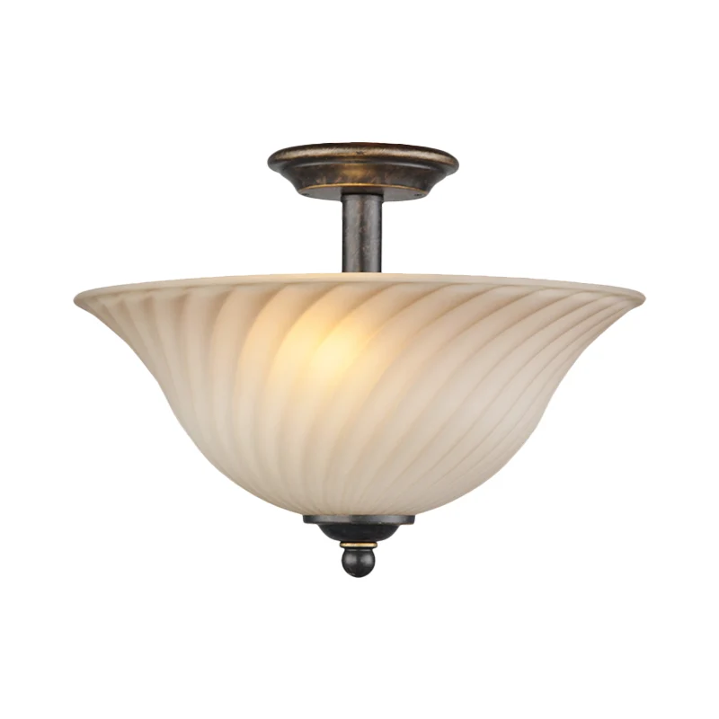 3-kops wit glazen semi-inbouwlamp landelijk brons gebogen slaapkamer inbouwverlichting Clearhalo