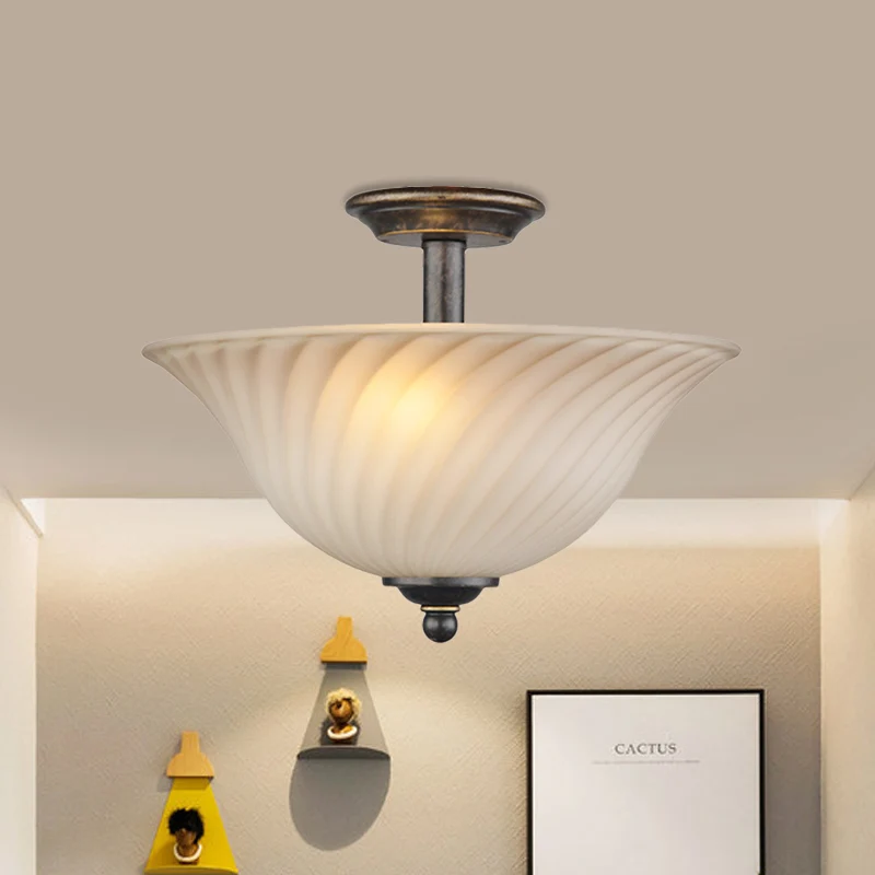 3-kops wit glazen semi-inbouwlamp landelijk brons gebogen slaapkamer inbouwverlichting Clearhalo