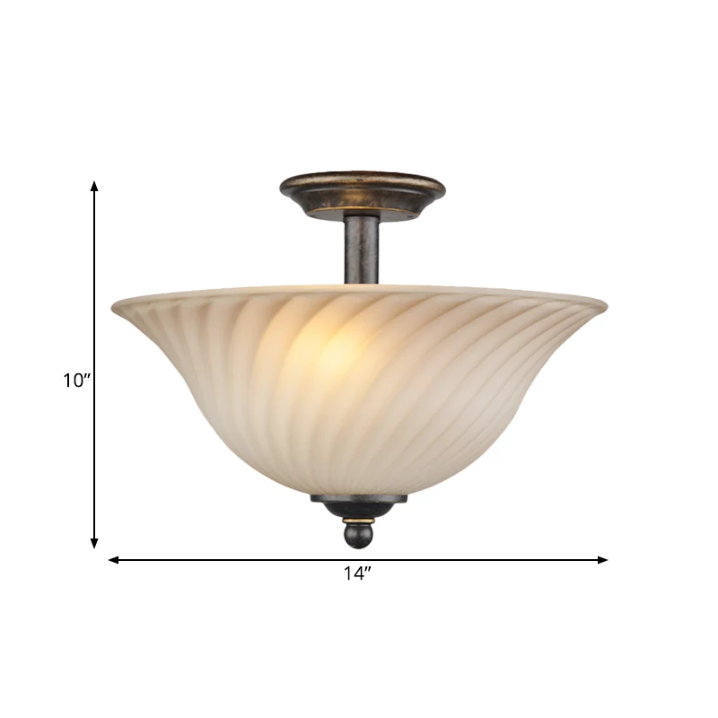 3-kops wit glazen semi-inbouwlamp landelijk brons gebogen slaapkamer inbouwverlichting Clearhalo