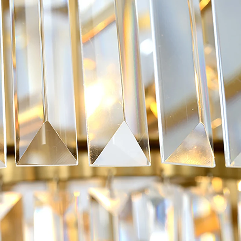 3-laags ronde kroonluchterlamp, eigentijdse metalen hanglamp met kristallen blok goud Clearhalo