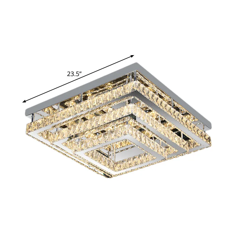 3-laags vierkante kristallen semi-inbouw modernistische slaapkamer LED dichtbij plafondlamp roestvrij staal Clearhalo