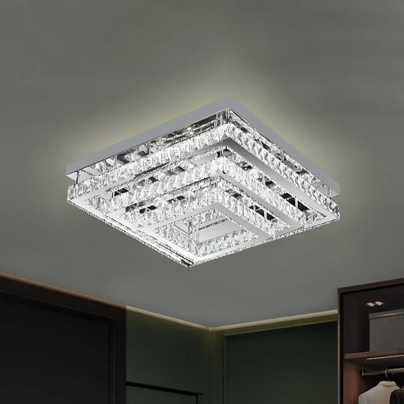 3-laags vierkante kristallen semi-inbouw modernistische slaapkamer LED dichtbij plafondlamp roestvrij staal Clearhalo