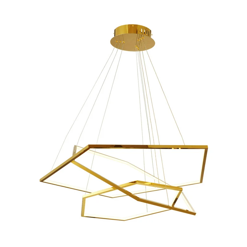 3-laags vijfhoeken LED-hangende kroonluchter Minimalistisch licht hout acryl plafondhanger warm/natuurlijk licht Clearhalo