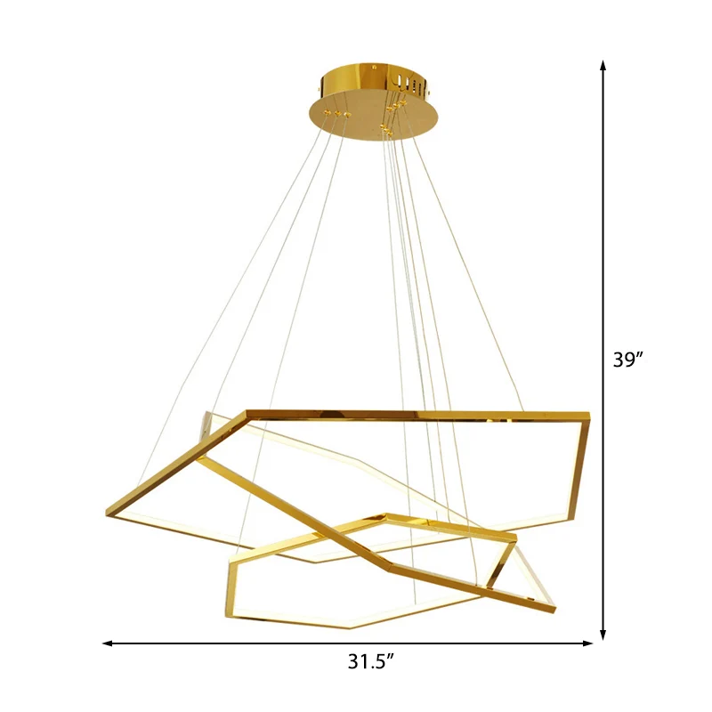 3-laags vijfhoeken LED-hangende kroonluchter Minimalistisch licht hout acryl plafondhanger warm/natuurlijk licht Clearhalo