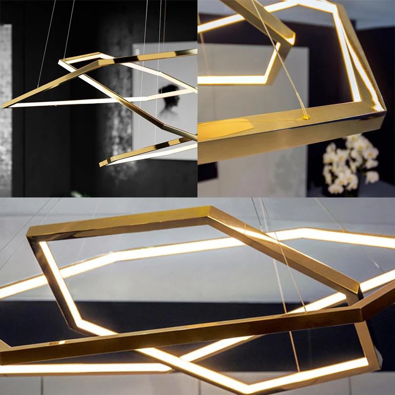 3-laags vijfhoeken LED-hangende kroonluchter Minimalistisch licht hout acryl plafondhanger warm/natuurlijk licht Clearhalo