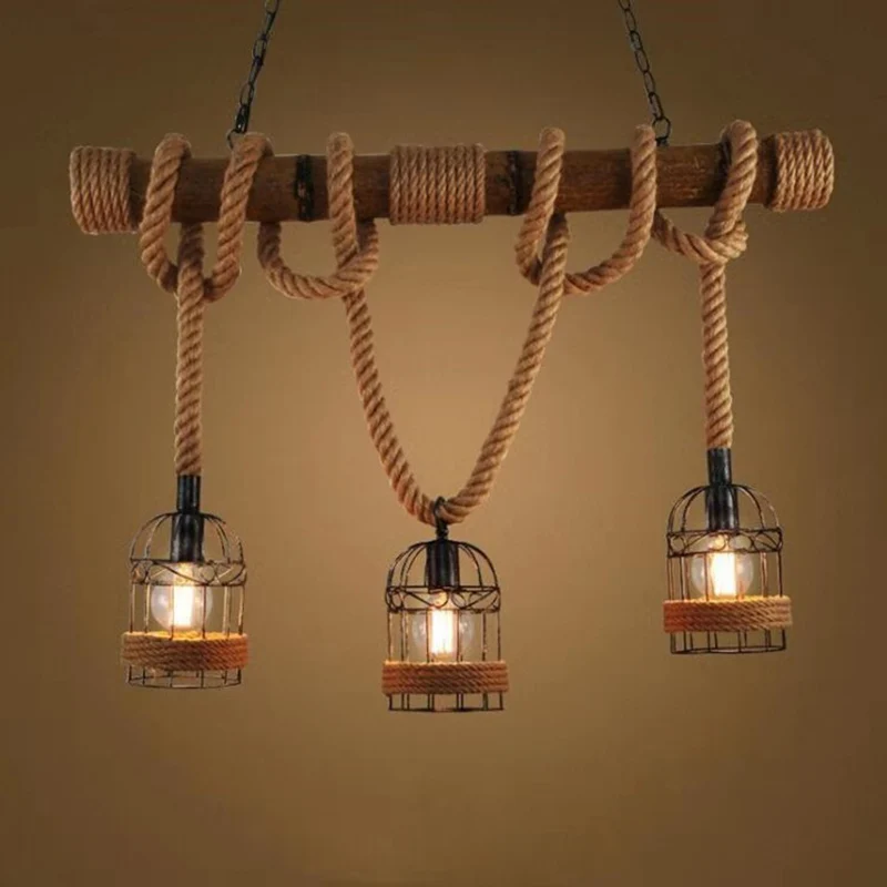 3-lichts bamboe hanglamp landelijke stijl lineaire restaurant eilandlamp met henneptouw Clearhalo