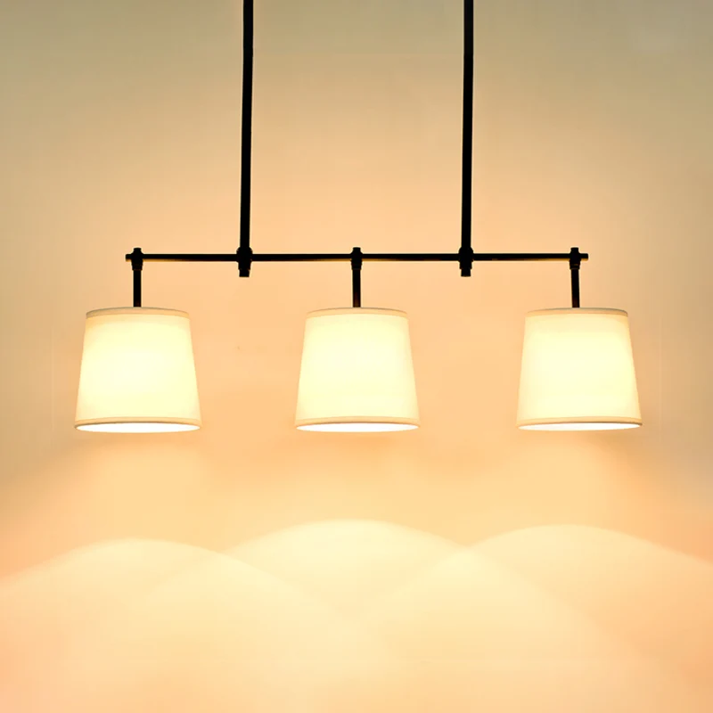 3-lichts Barrel Island Light Traditionele zwart/gouden stoffen hanglamp voor eetkamer Clearhalo