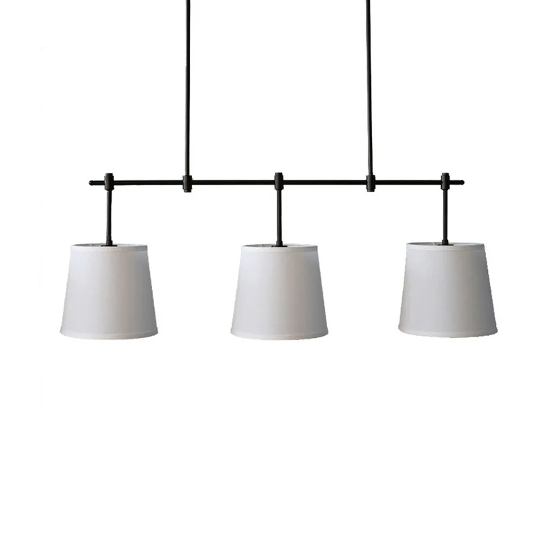 3-lichts Barrel Island Light Traditionele zwart/gouden stoffen hanglamp voor eetkamer Clearhalo