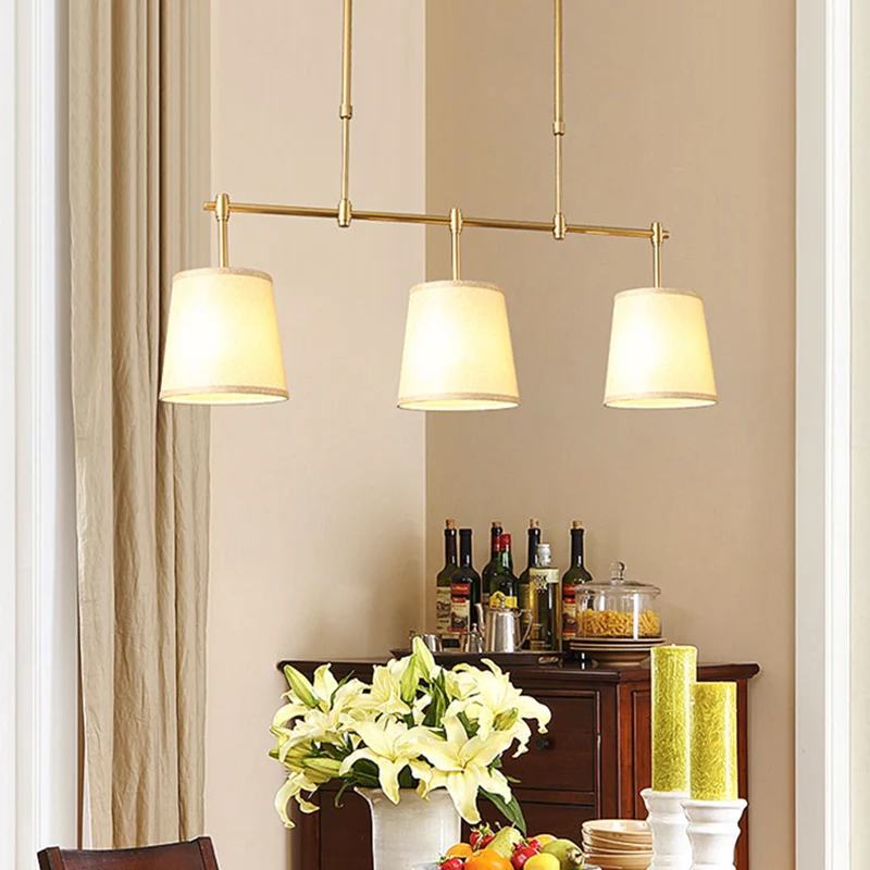 3-lichts Barrel Island Light Traditionele zwart/gouden stoffen hanglamp voor eetkamer Clearhalo