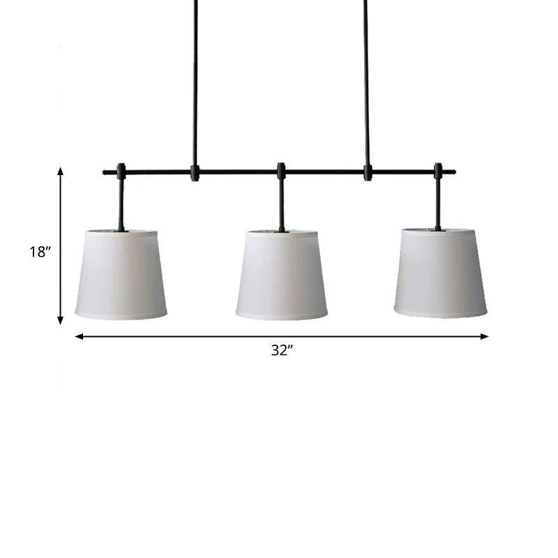 3-lichts Barrel Island Light Traditionele zwart/gouden stoffen hanglamp voor eetkamer Clearhalo