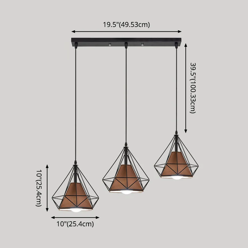 3-lichts Diamond Cage Multi hanglamp Creatieve industriële metalen multi-licht hanger voor restaurant Clearhalo