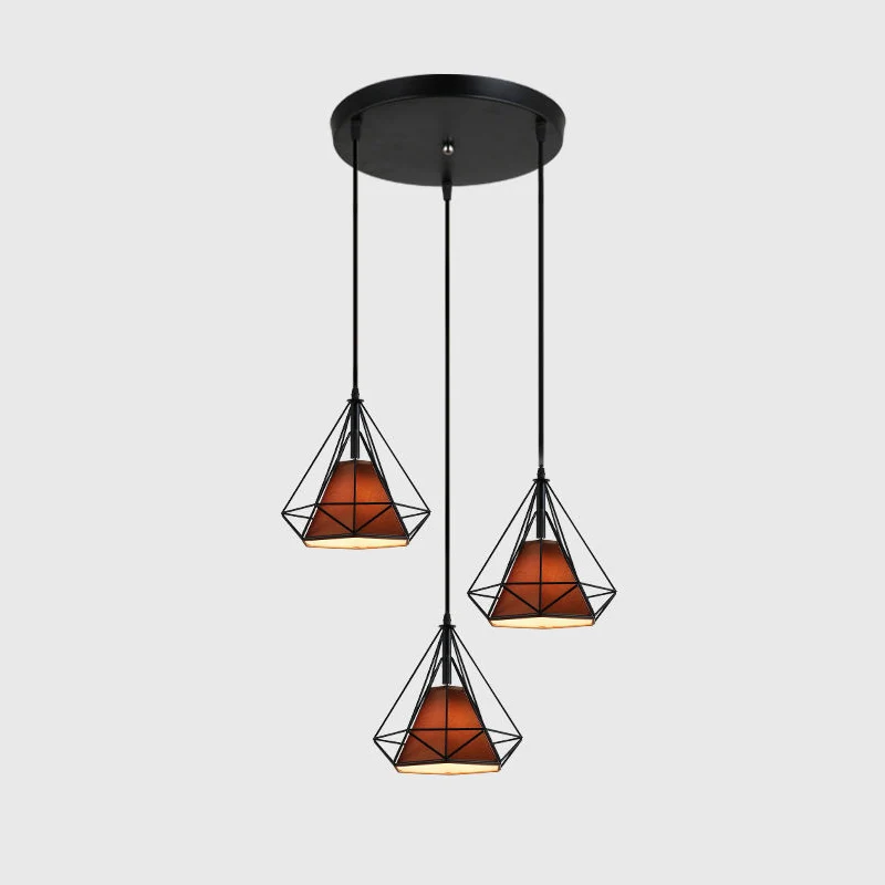 3-lichts Diamond Cage Multi hanglamp Creatieve industriële metalen multi-licht hanger voor restaurant Clearhalo