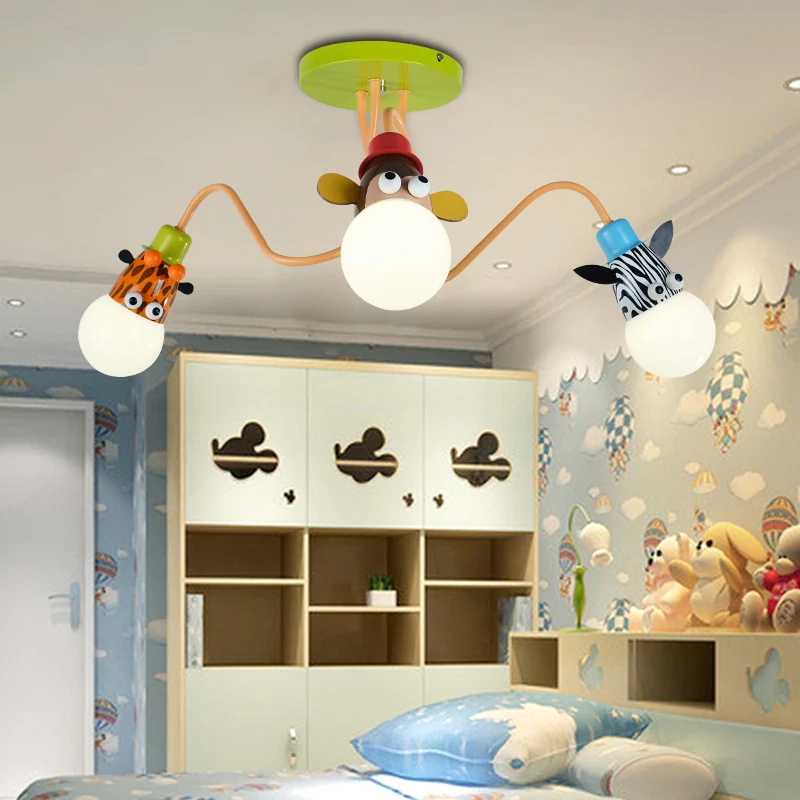 3-lichts dier semi-inbouwlamp moderne metalen plafondlamp voor kinderslaapkamer Clearhalo
